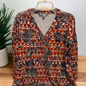 Valerie Stevens Women's Top Pullover Tunic 3/4 Sleeve Floral Multicolor EUC Larg